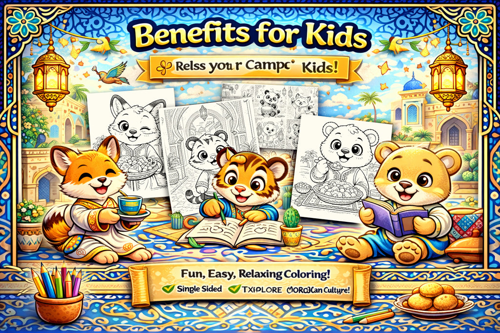 Cute Animal Coloring Pages Vol 3 for Kids Ages 4-8 | Moroccan Fun Coloring Book | 30 Easy Pages | Printable PDF