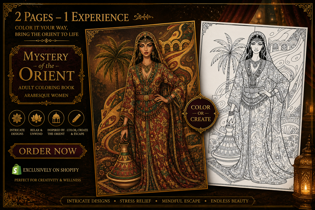 Mystery of the Orient – Arabesque Women Adult Coloring Book