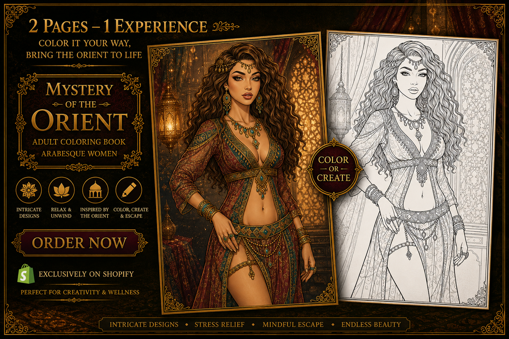 Mystery of the Orient – Arabesque Women Adult Coloring Book