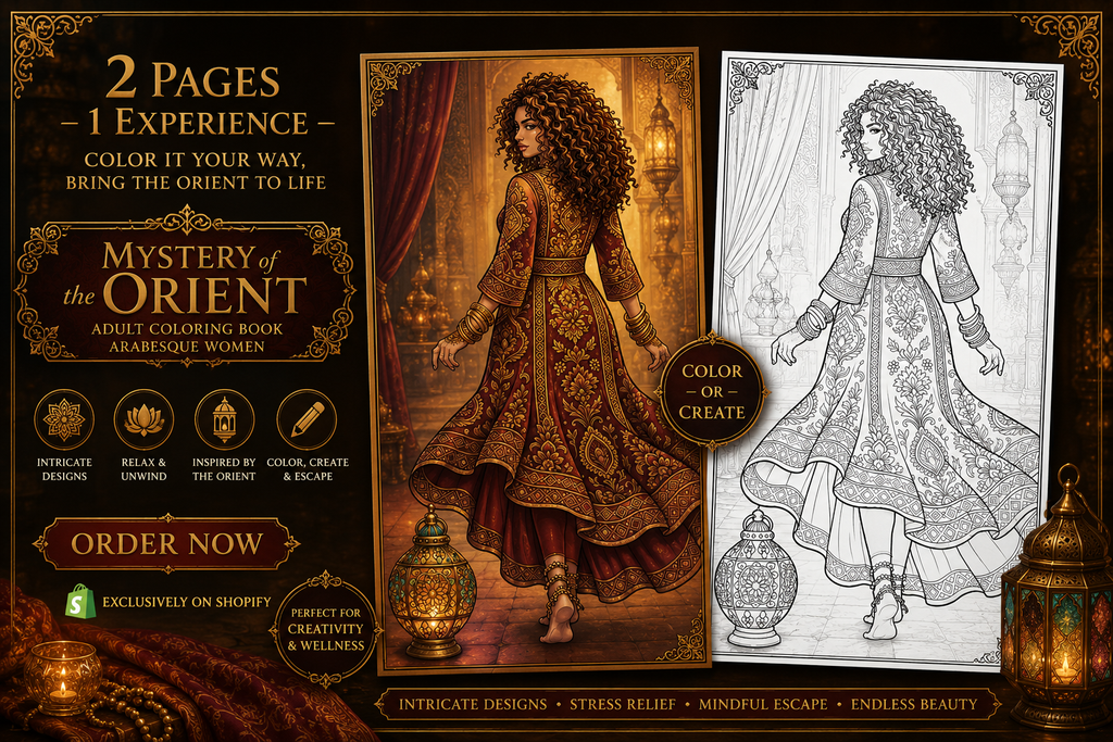 Mystery of the Orient – Arabesque Women Adult Coloring Book