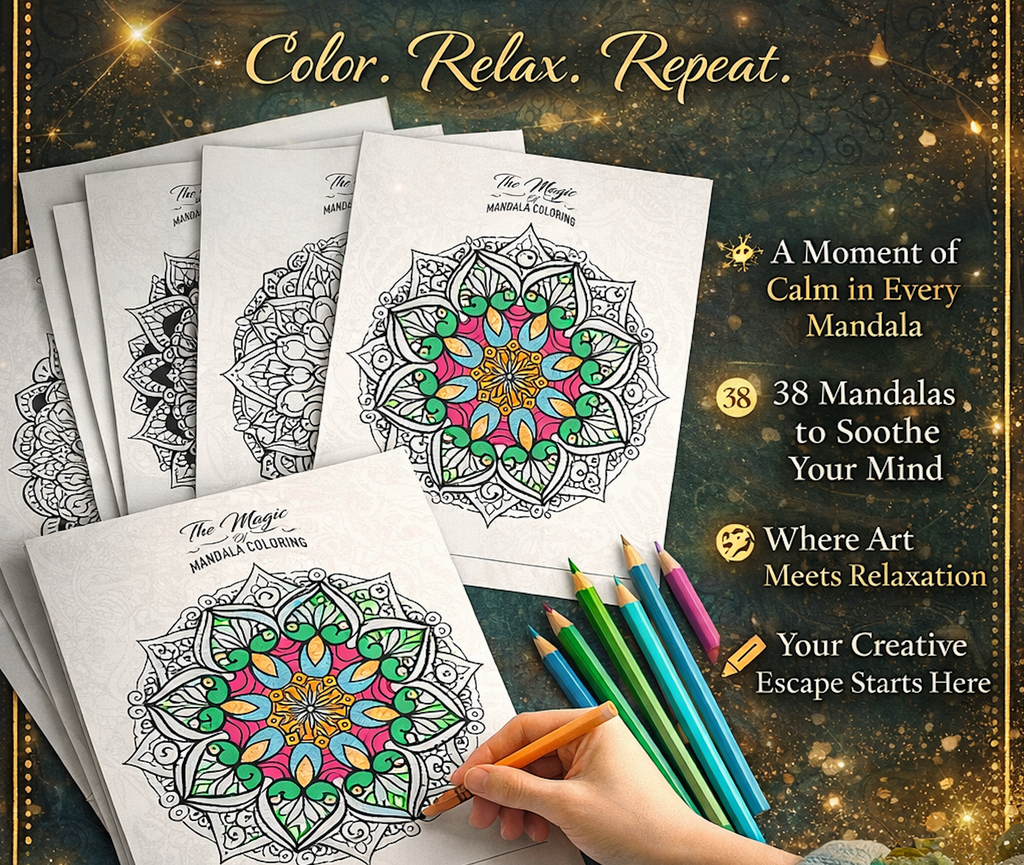 The Magic of Mandala Coloring Book for Adults | 38 Printable Mandala Pages | Digital PDF Vector Coloring Book