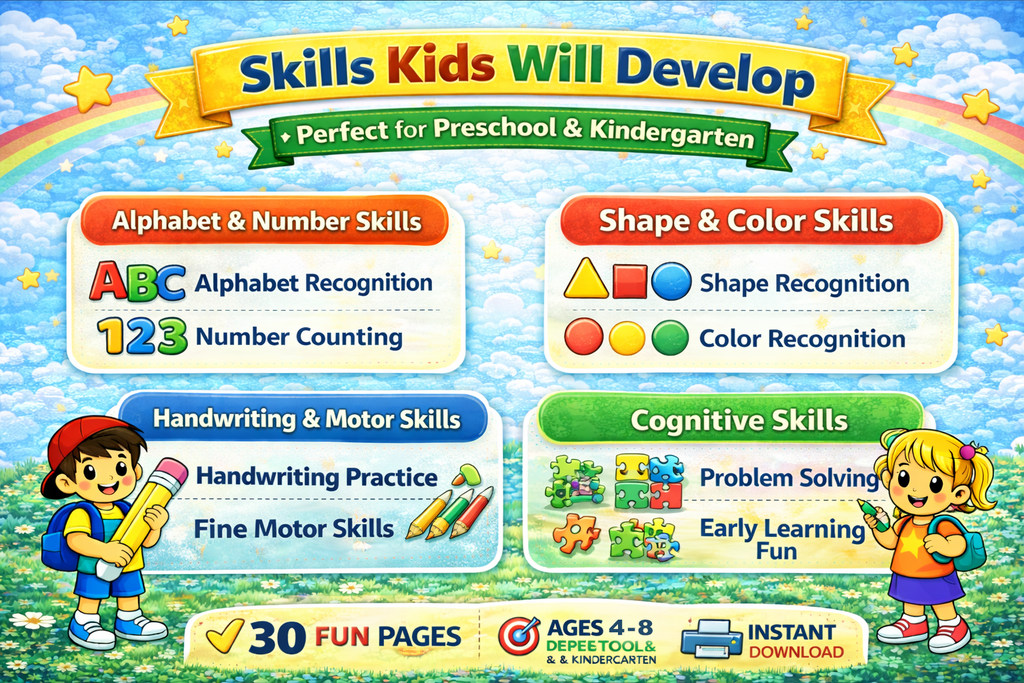 Busy Book Printable for Kids Ages 4-8 | 30 Activity Pages PDF