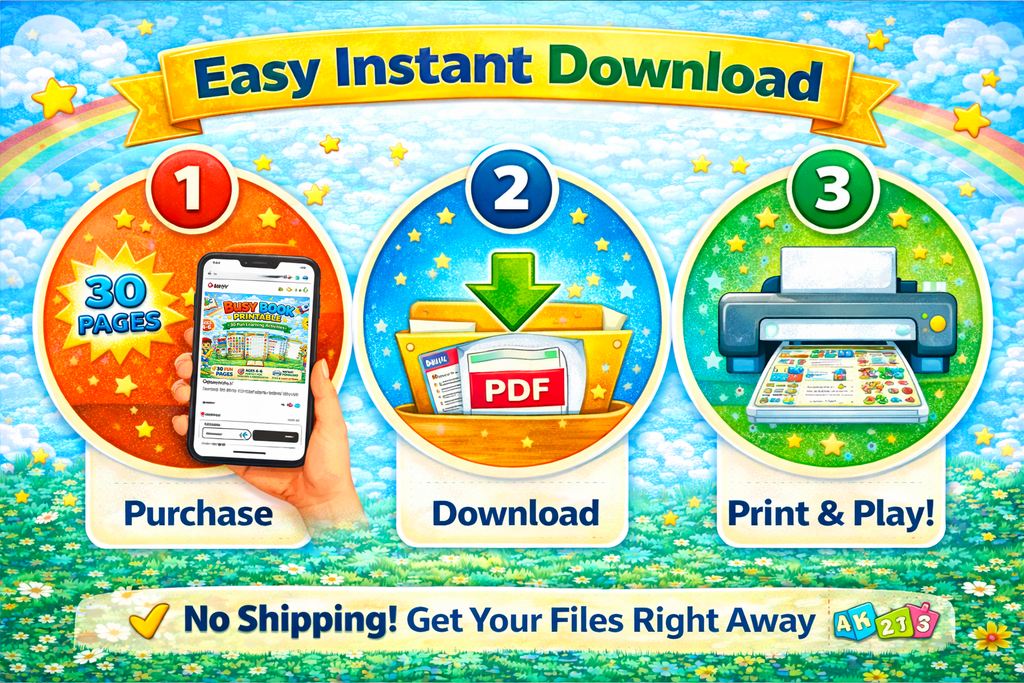 Busy Book Printable for Kids Ages 4-8 | 30 Activity Pages PDF