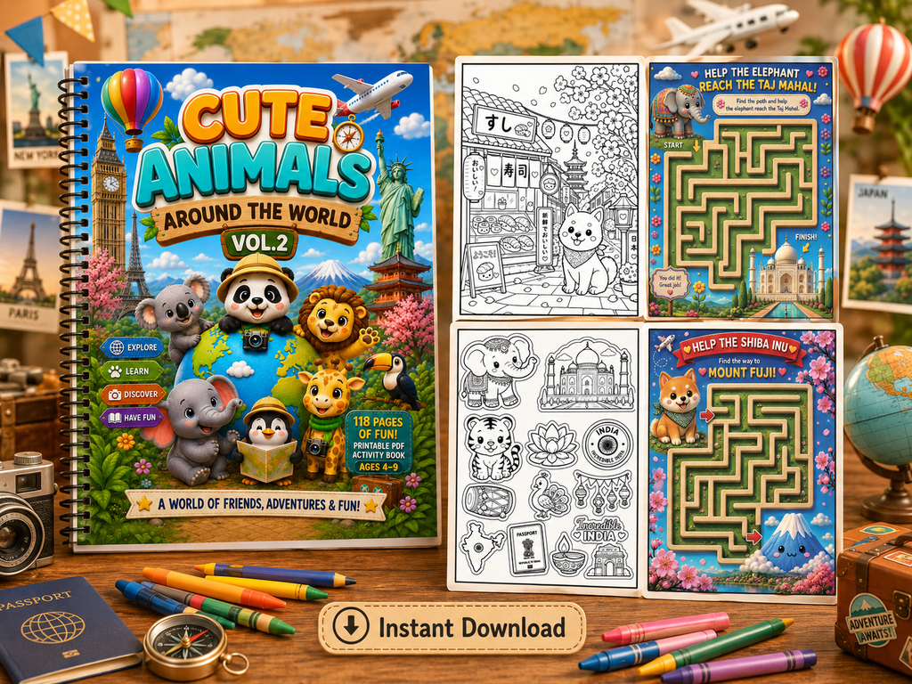 Cute Animals Around the World Vol. 2 | Printable PDF | Ages 4–9
